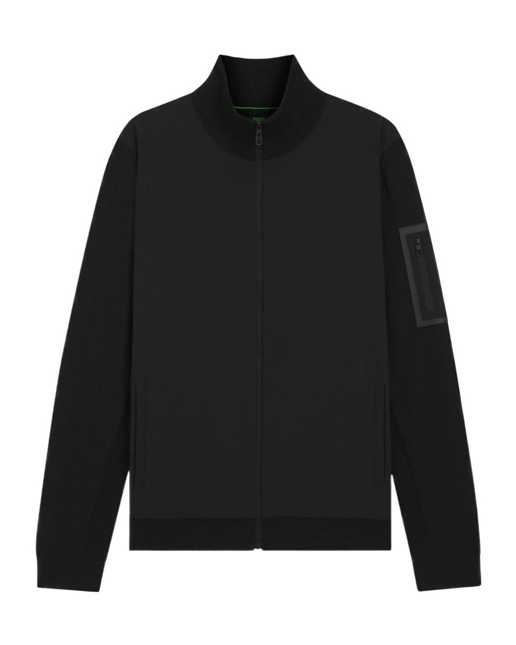 Boss Black Stand-Collar Zip-Up Track Jacket for men