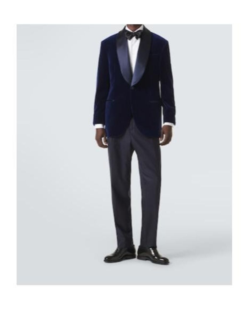 Brunello Cucinelli Blue Pinstripe Cotton Velvet Tuxedo Jacket for men