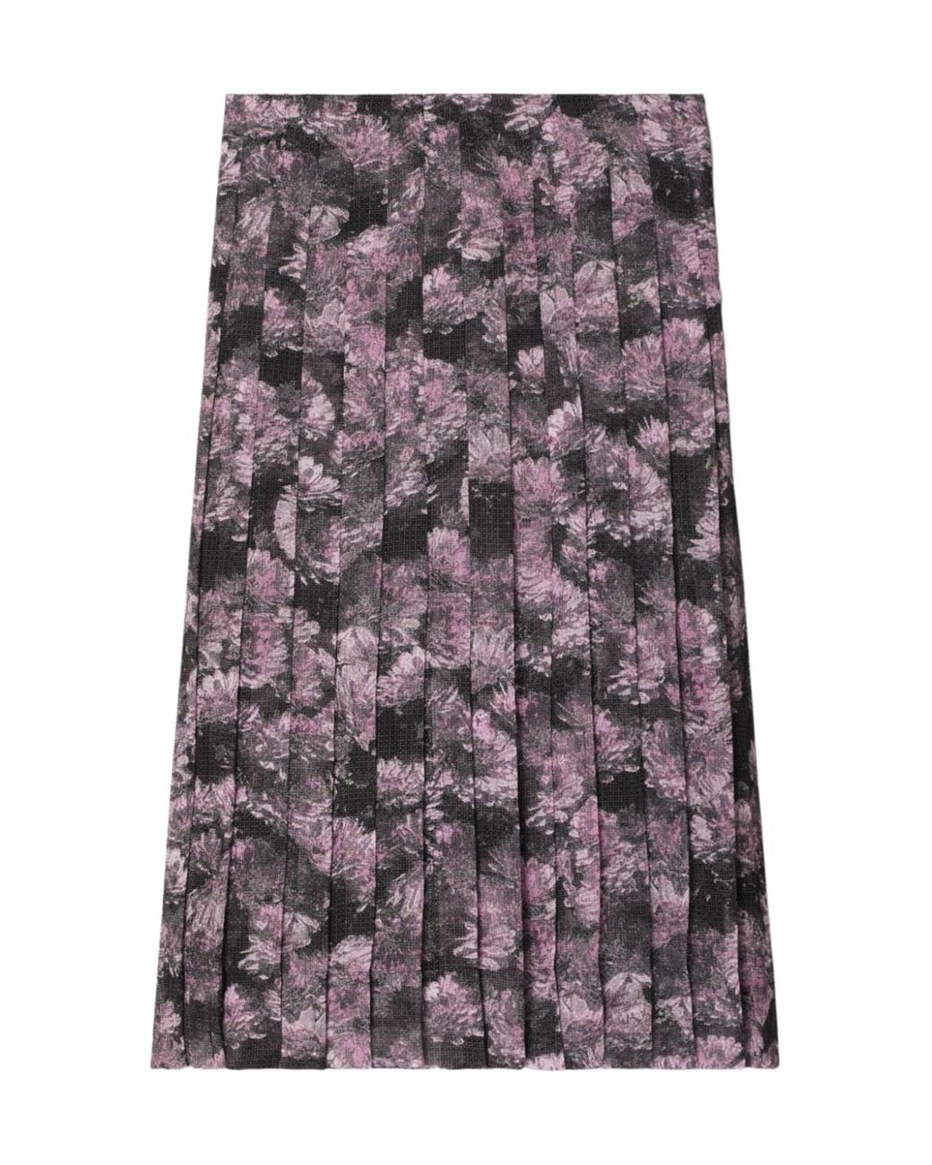 Tory Burch Purple Printed Pleated Midi Skirt