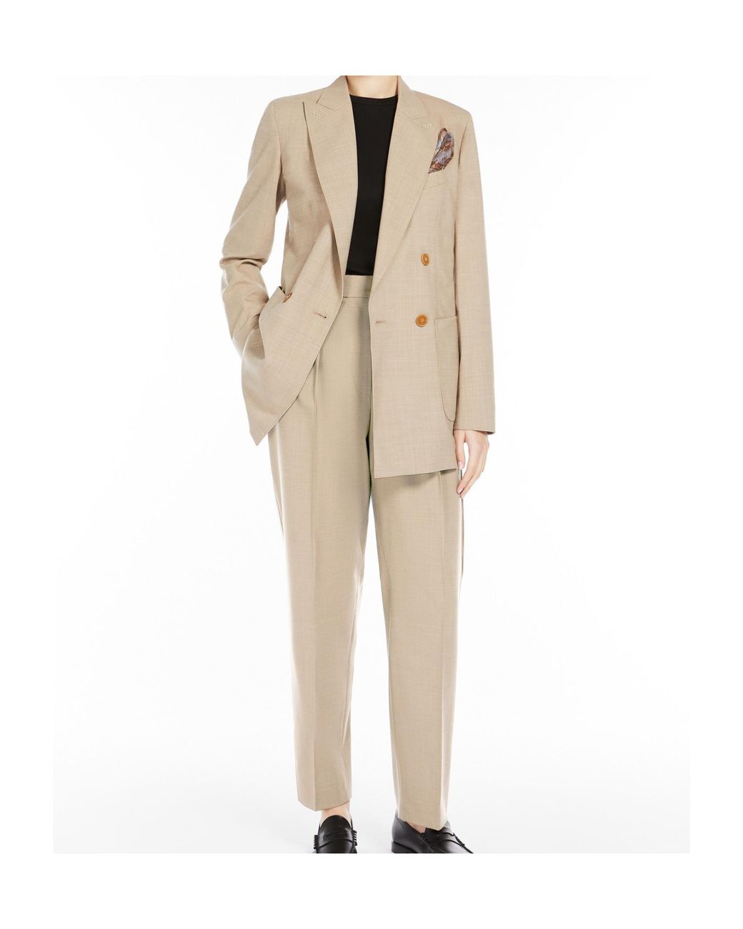 Max Mara Natural Corfu Double-Breasted Long-Sleeved Jacket