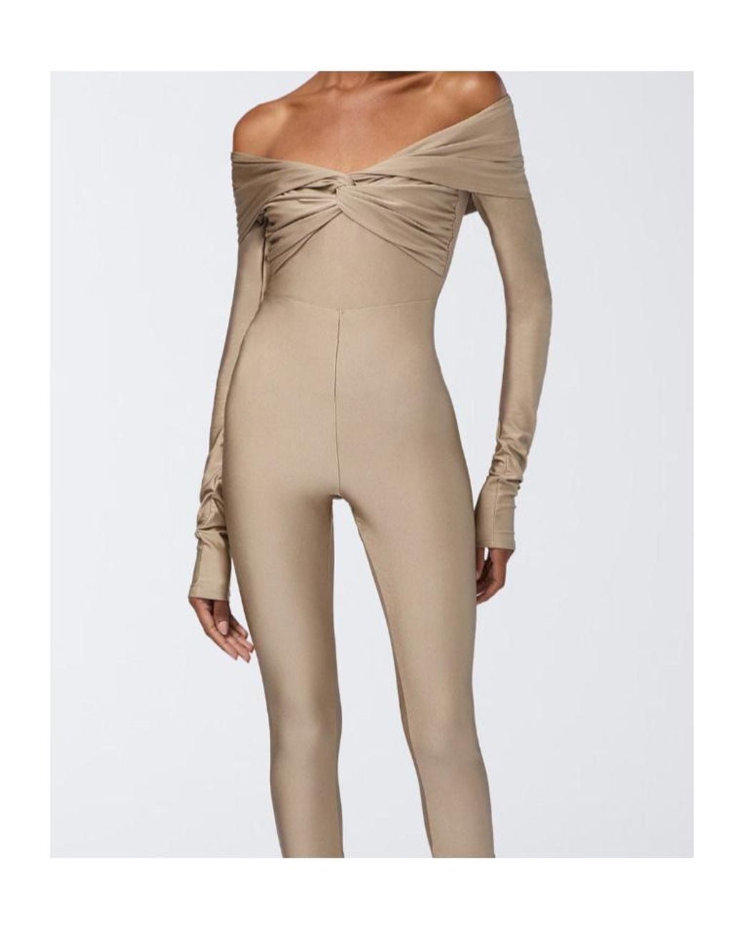 ANDAMANE Natural Stretch Off-Shoulder Draped Bodysuit