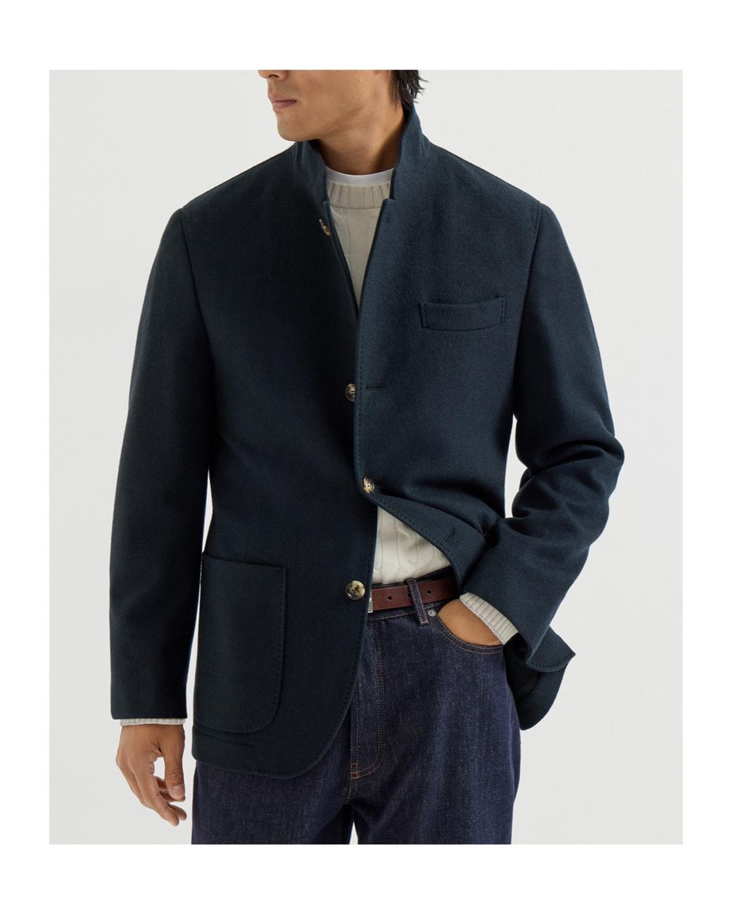 Brunello Cucinelli Blue Lightweight Water-Resistant Cashmere Outerwear Blazer for men