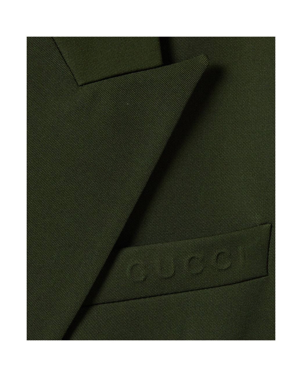 Gucci Green Double-Breasted Light Wool Gabardine Jacket for men
