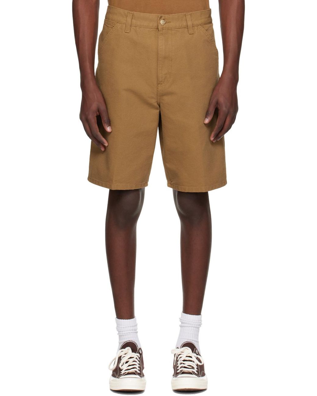 Carhartt Brown Logo Patch Chino Shorts for men