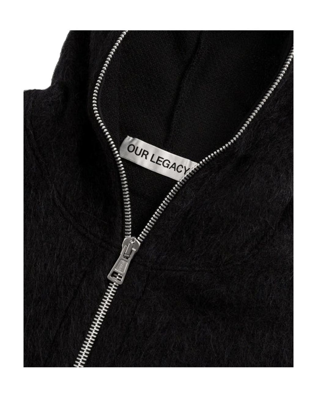 Our Legacy Black Full-Zip Long Sleeved Hoodie for men