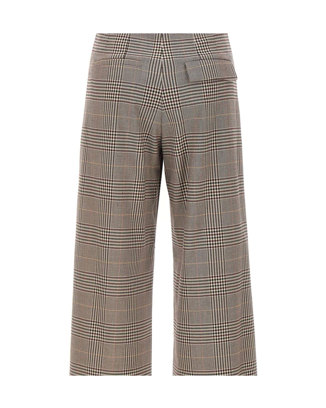 Marella Gray Canapa Checked Wide-Leg Pants