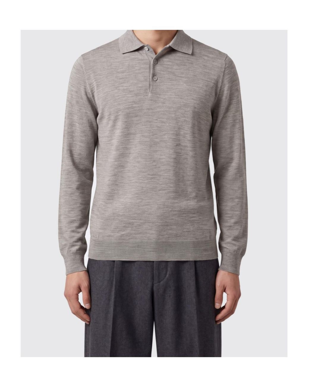 Brunello Cucinelli Gray Collared Long-Sleeved Knit Sweater for men