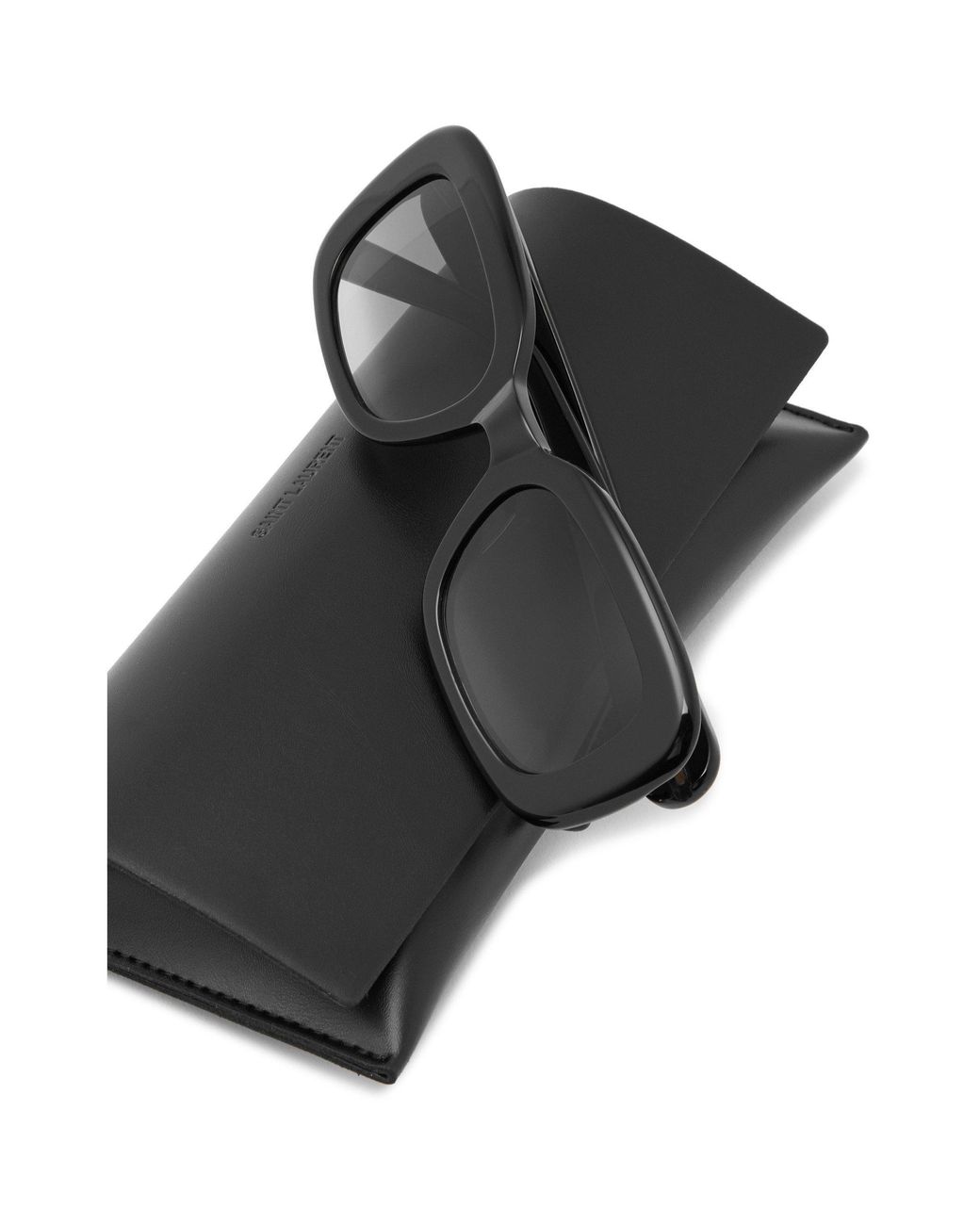 Saint Laurent White Thick Square Sunglasses