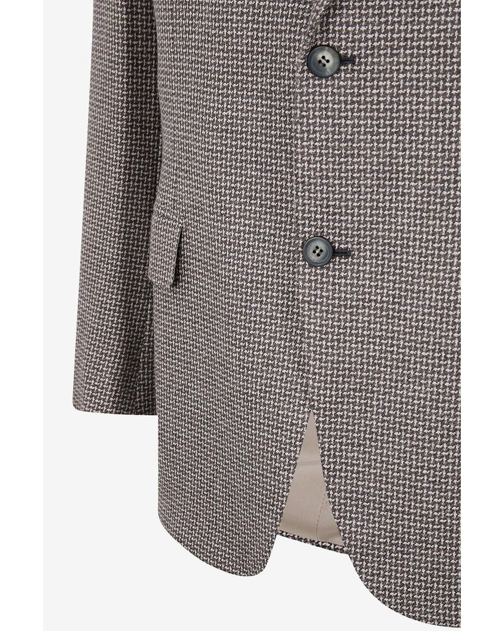 Brioni Gray Houndstooth Blazer for men