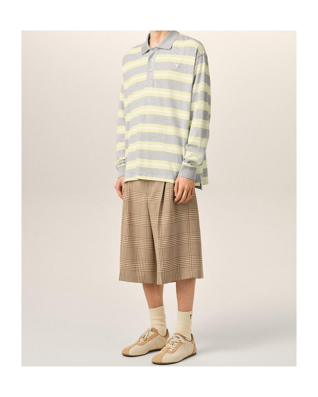 AMI White Ami Striped Polo Shirt for men