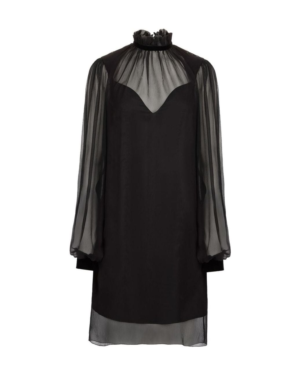 Nina Ricci Black High-Neck Balloon-Sleeve Mini Dress