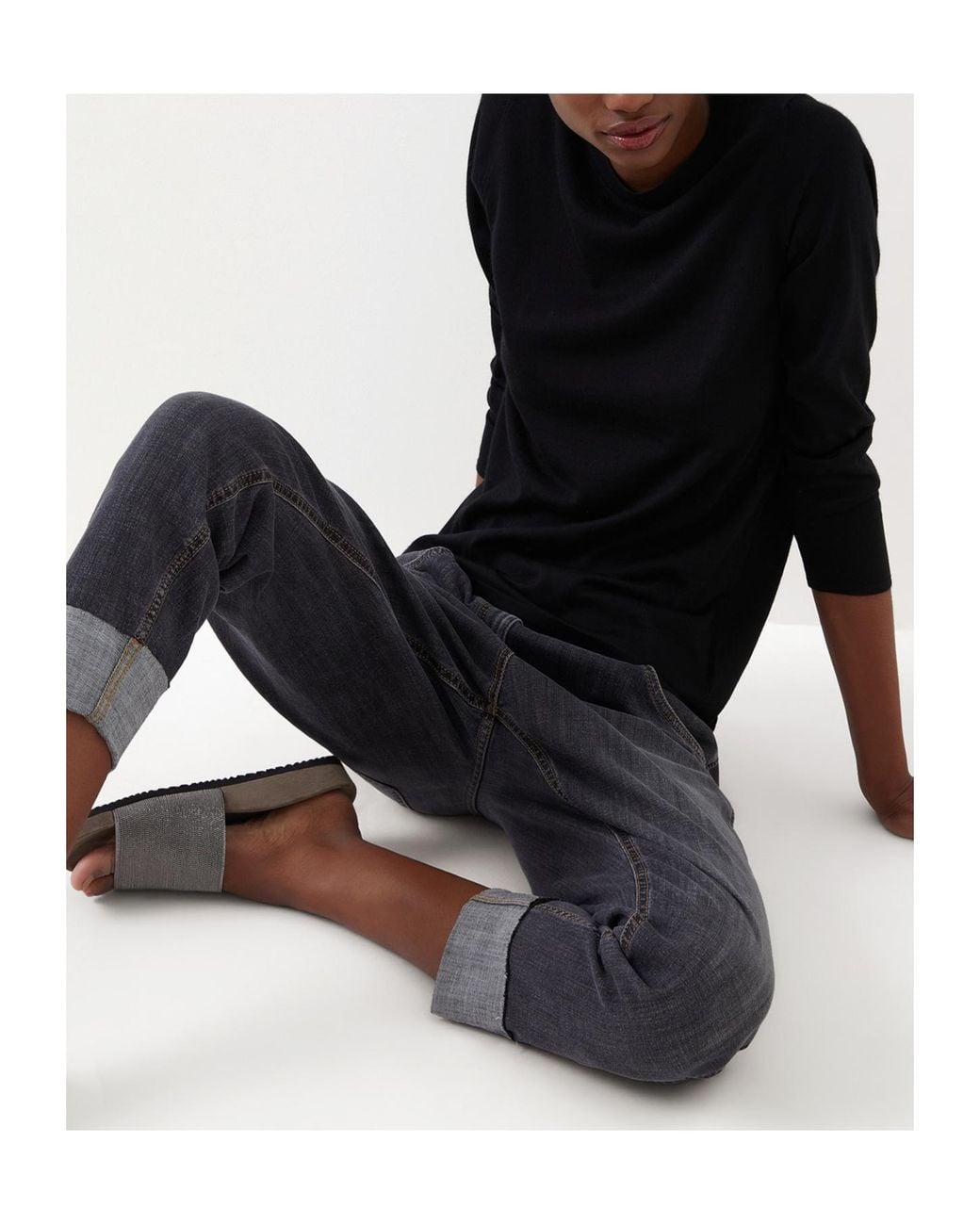 Brunello Cucinelli Black Sheer Long-Sleeve Knitted Sweater