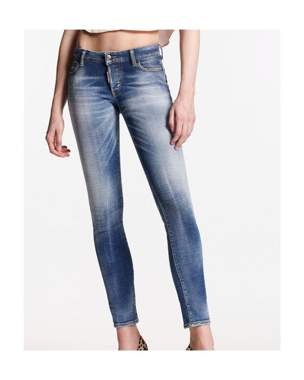 DSquared² Blue Mid-Rise Cropped Skinny Jeans