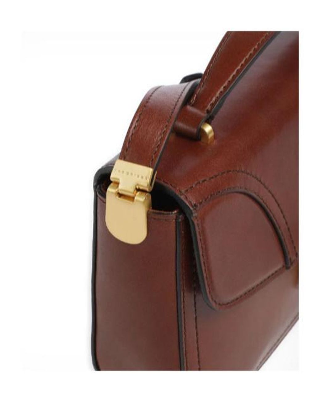 The Bridge Brown Mia Twist-Lock Leather Tote Bag