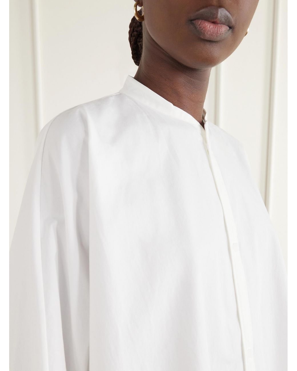 Ruohan White Asymmetrical Cotton-Poplin Shirt
