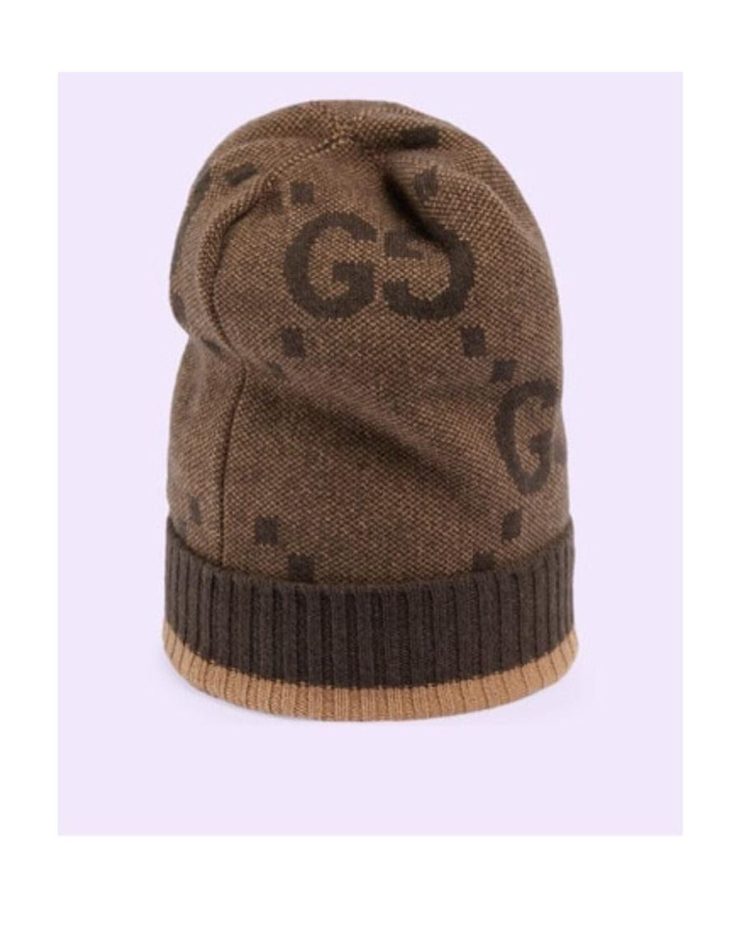 Gucci Brown Monogram Knitted Beanie for men