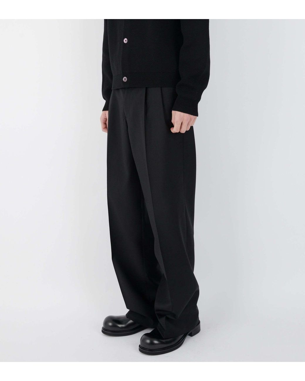 sunflower Black Wool Pleated Casual Pants for men