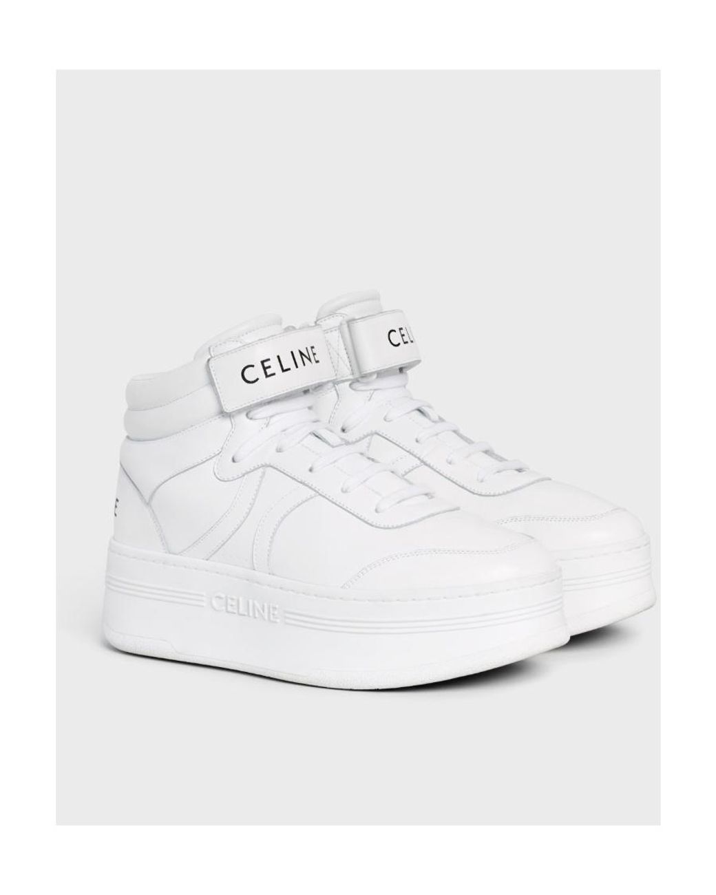 Celine Mid Block Sneakers With Velcro And Wedge in White | Lyst
