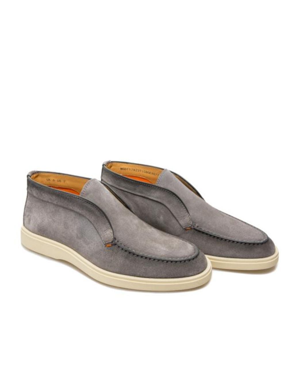 Santoni Gray Suede Desert Boots for men