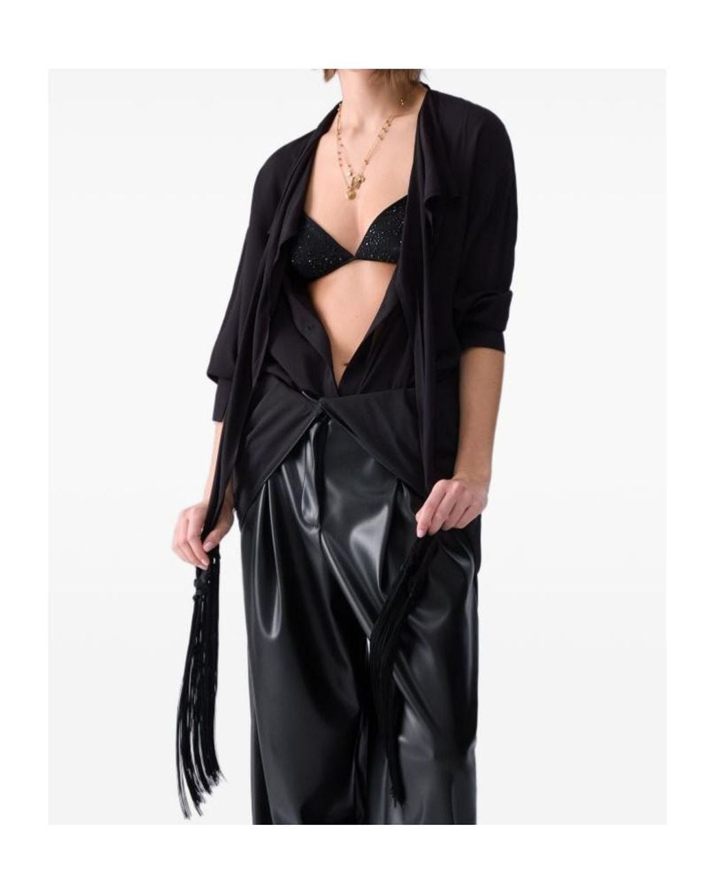 Liu Jo Black Shirt With Scarf