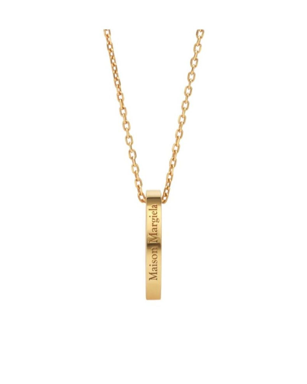 Maison Margiela Metallic Logo Ring Pendant Necklace