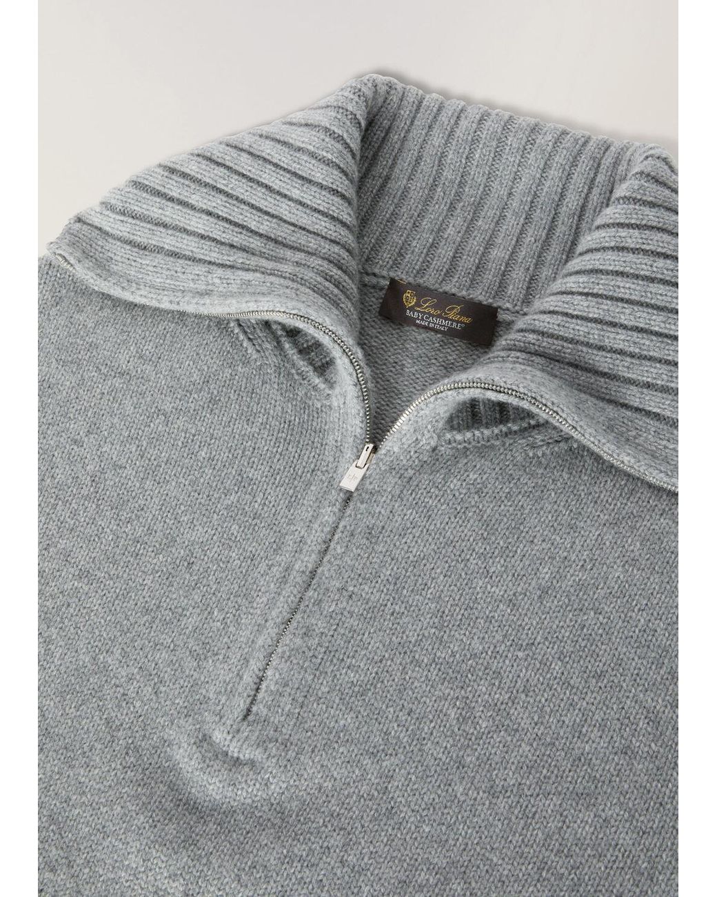 Loro Piana Blue Parksville Half-Zipped Knitted Jumper