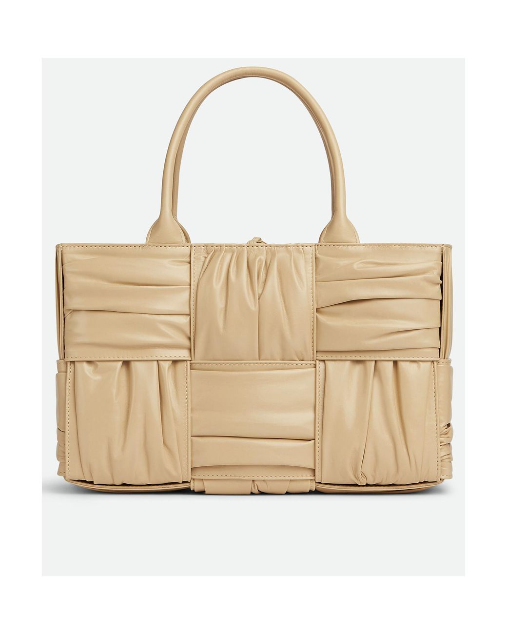 Bottega Veneta Natural Arco Woven Pleated Tote Bag