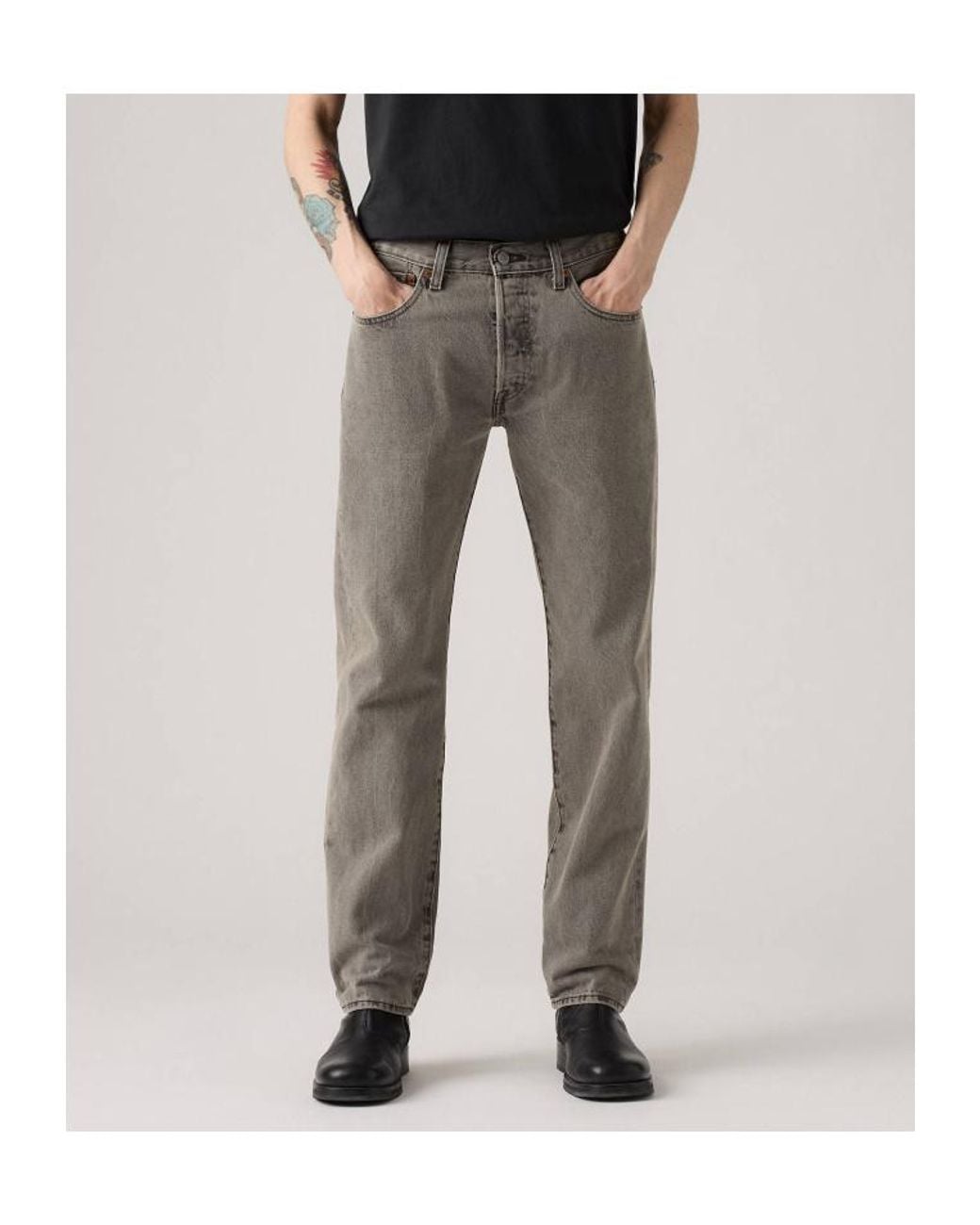 Levi's Gray 501 Original Fit Straight-Leg Jeans for men