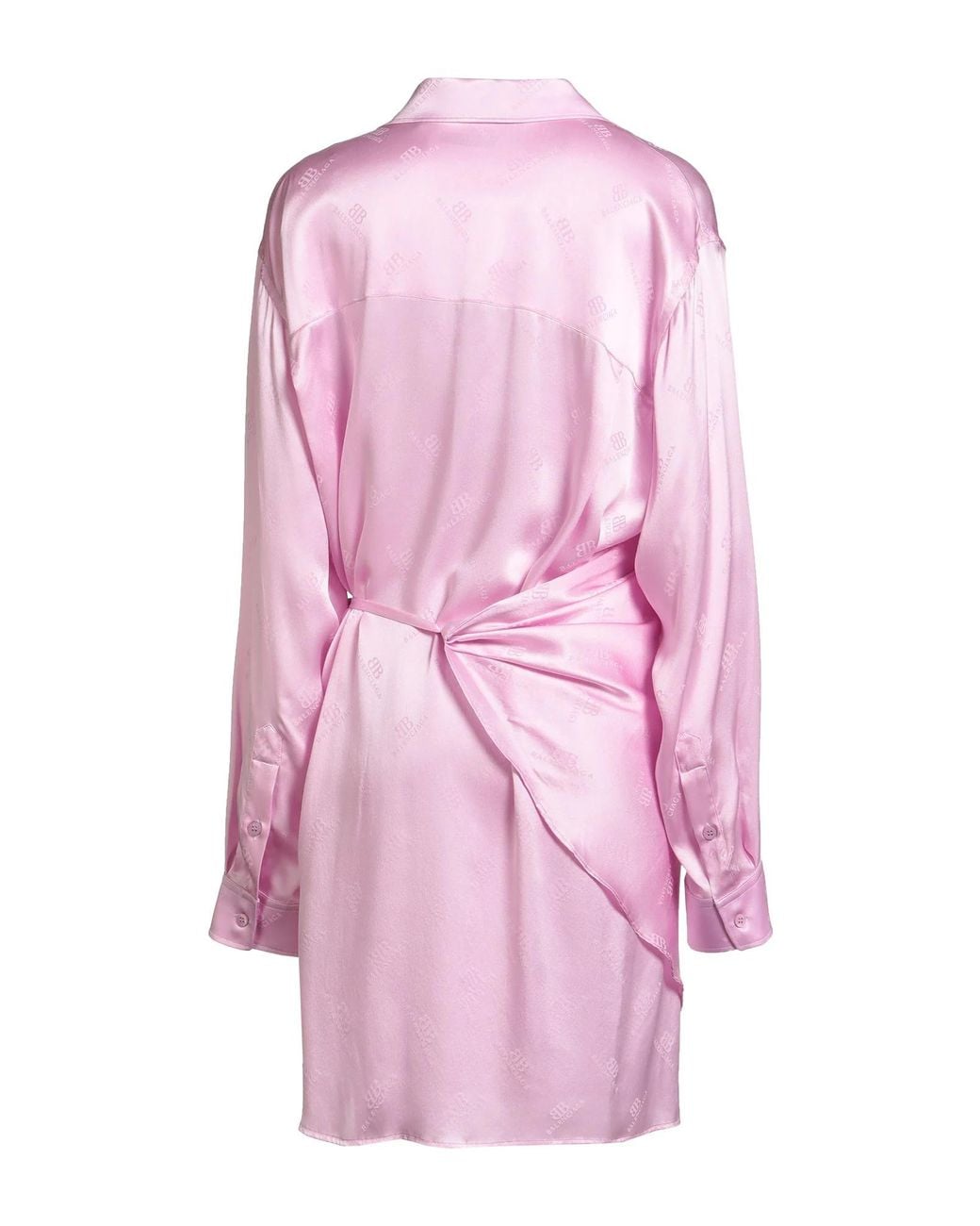 Balenciaga Pink Logo-Printed Satin Dress