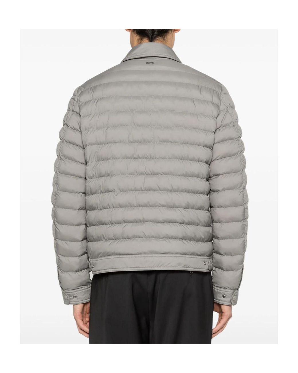 Herno Gray Quilted Press-Stud Jacket for men