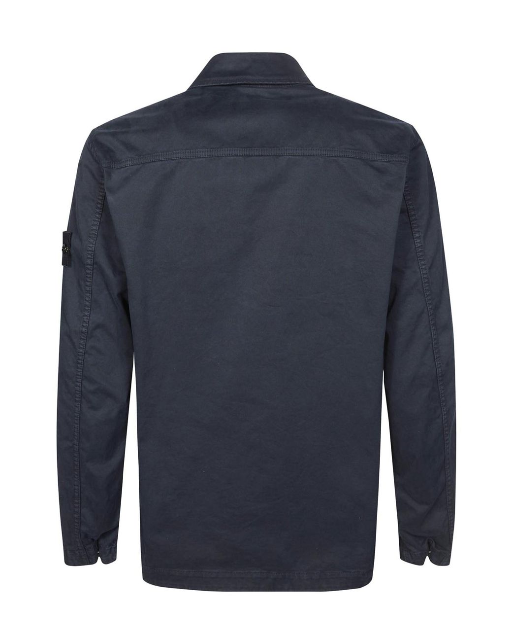 Stone Island Blue Logo Patch Long Sleeved Shirt Jacket for men