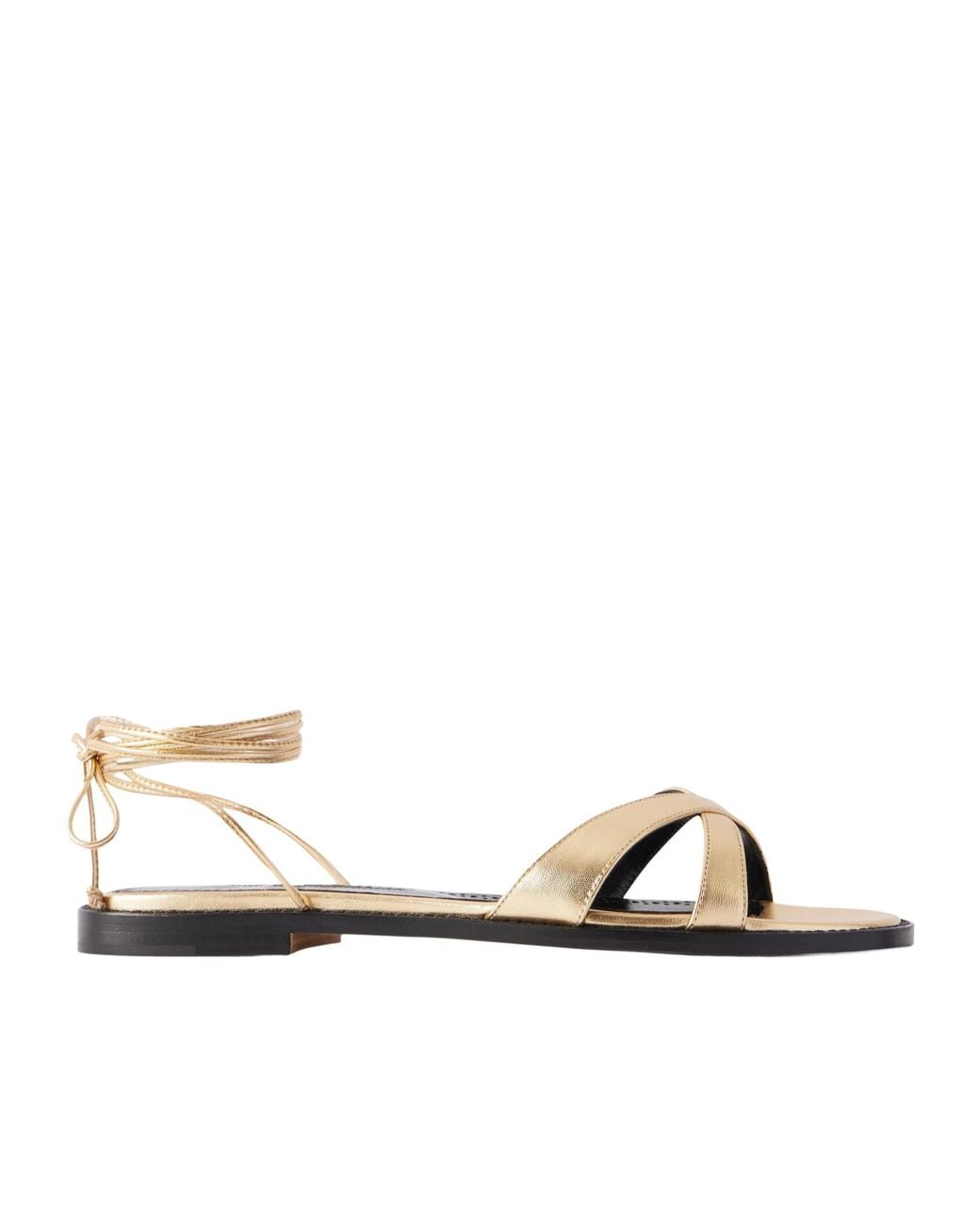 Manolo Blahnik White Metallic Flat Sandals