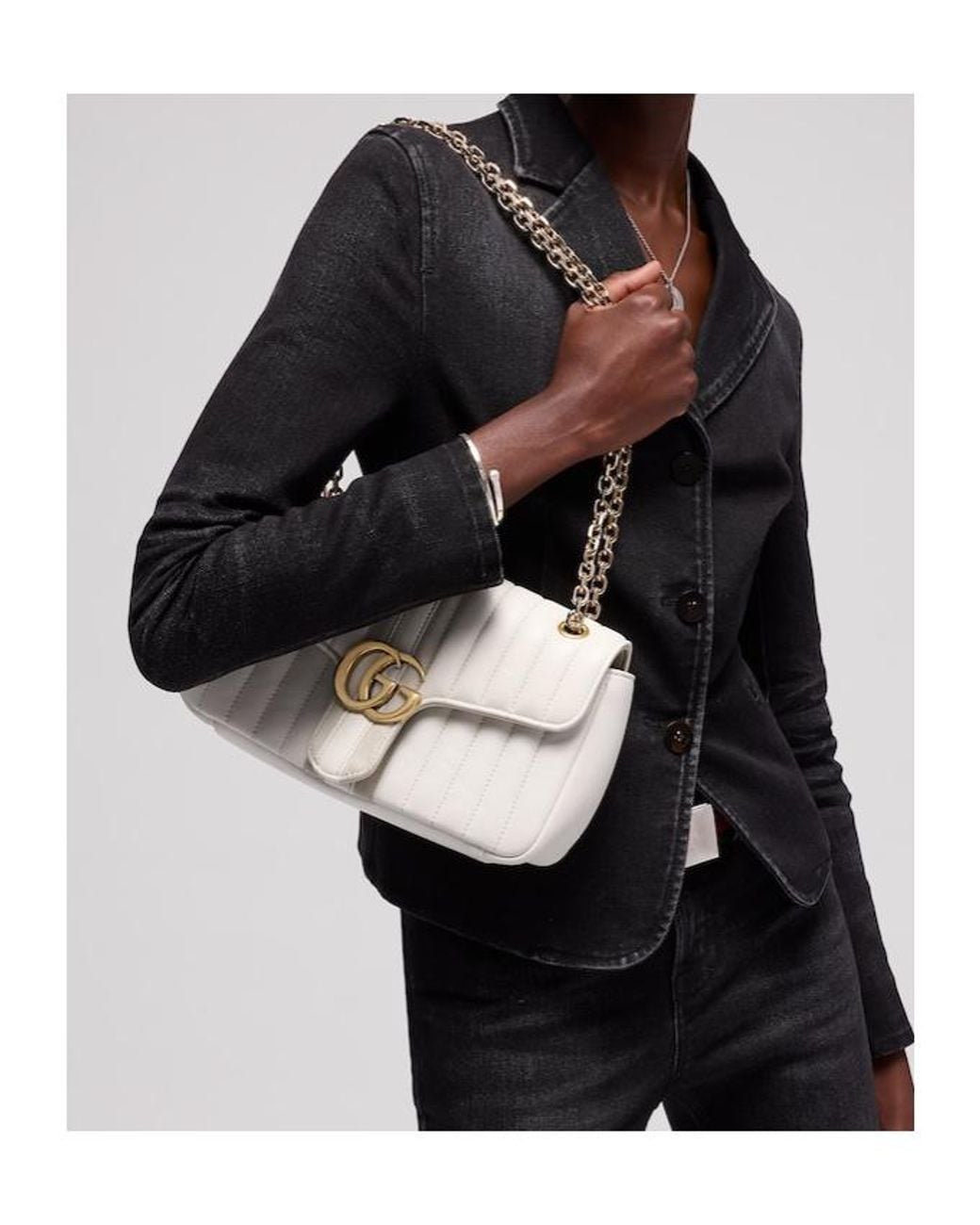 Gucci Natural Jetset Gg Marmont Medium Shoulder Bag