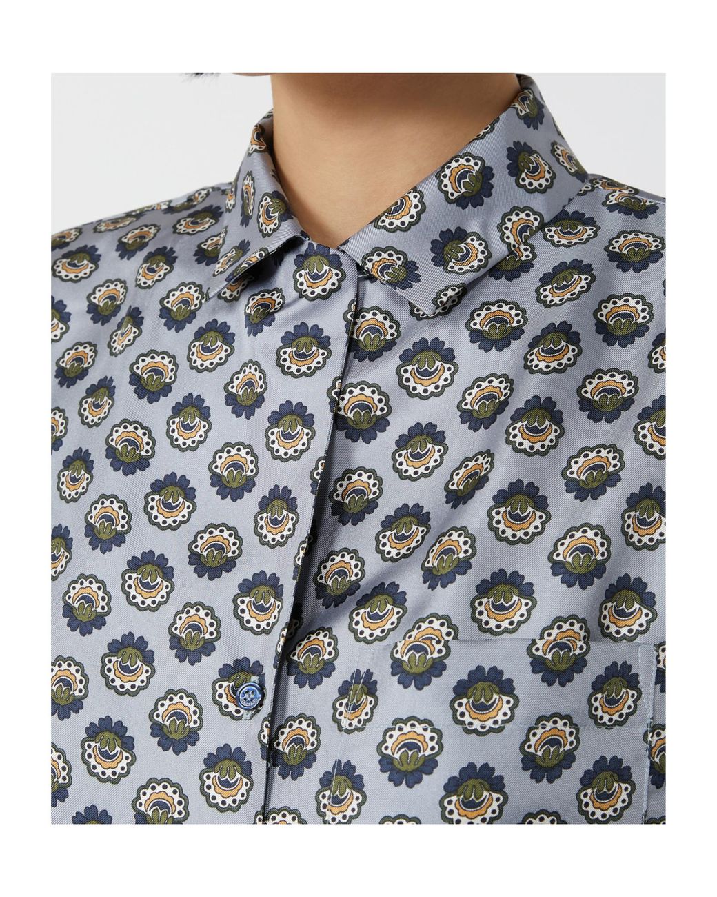 Max Mara Gray Weekend Oncia All-Over Printed Button-Up Shirt
