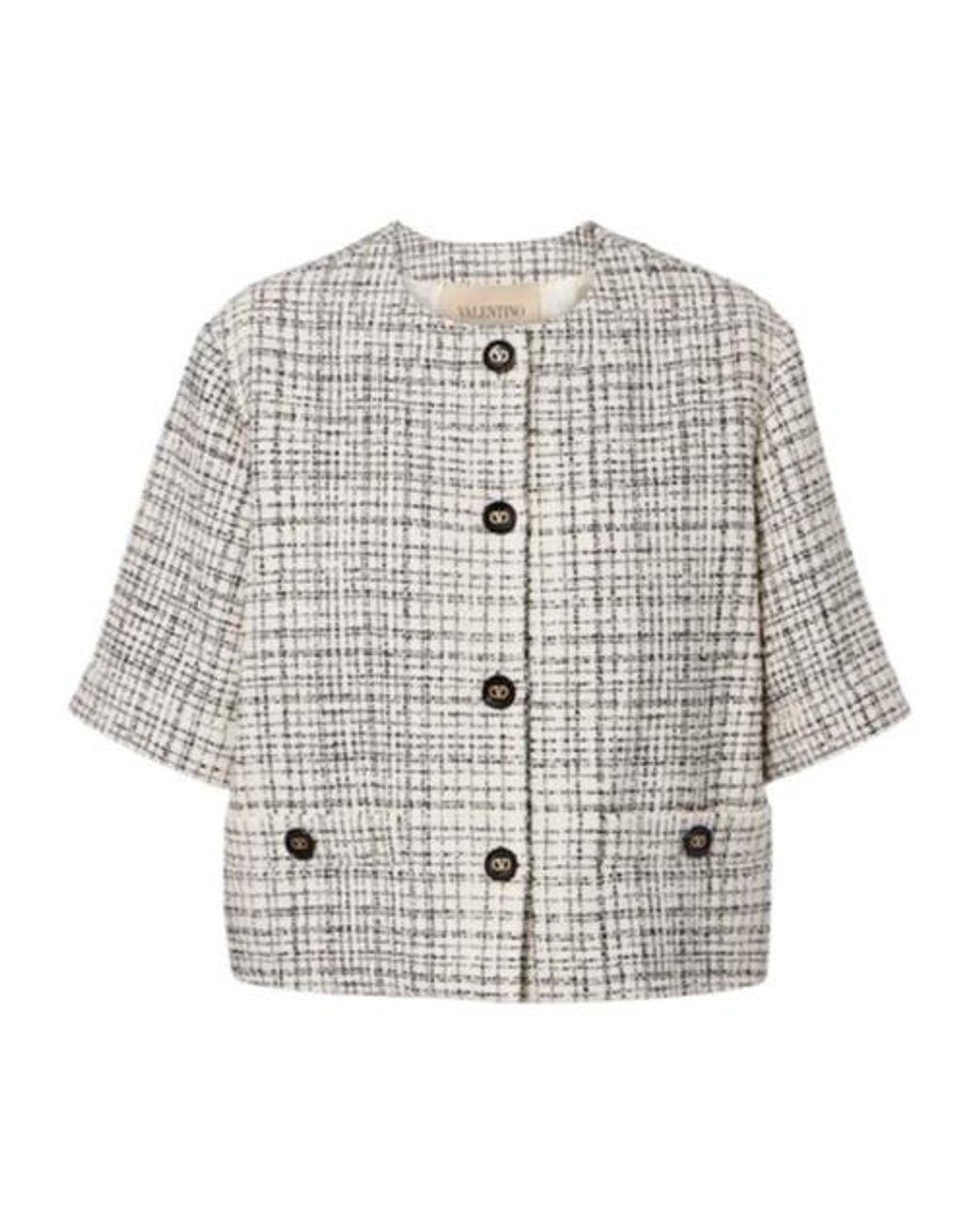 Valentino Gray Cotton-Blend Tweed Jacket