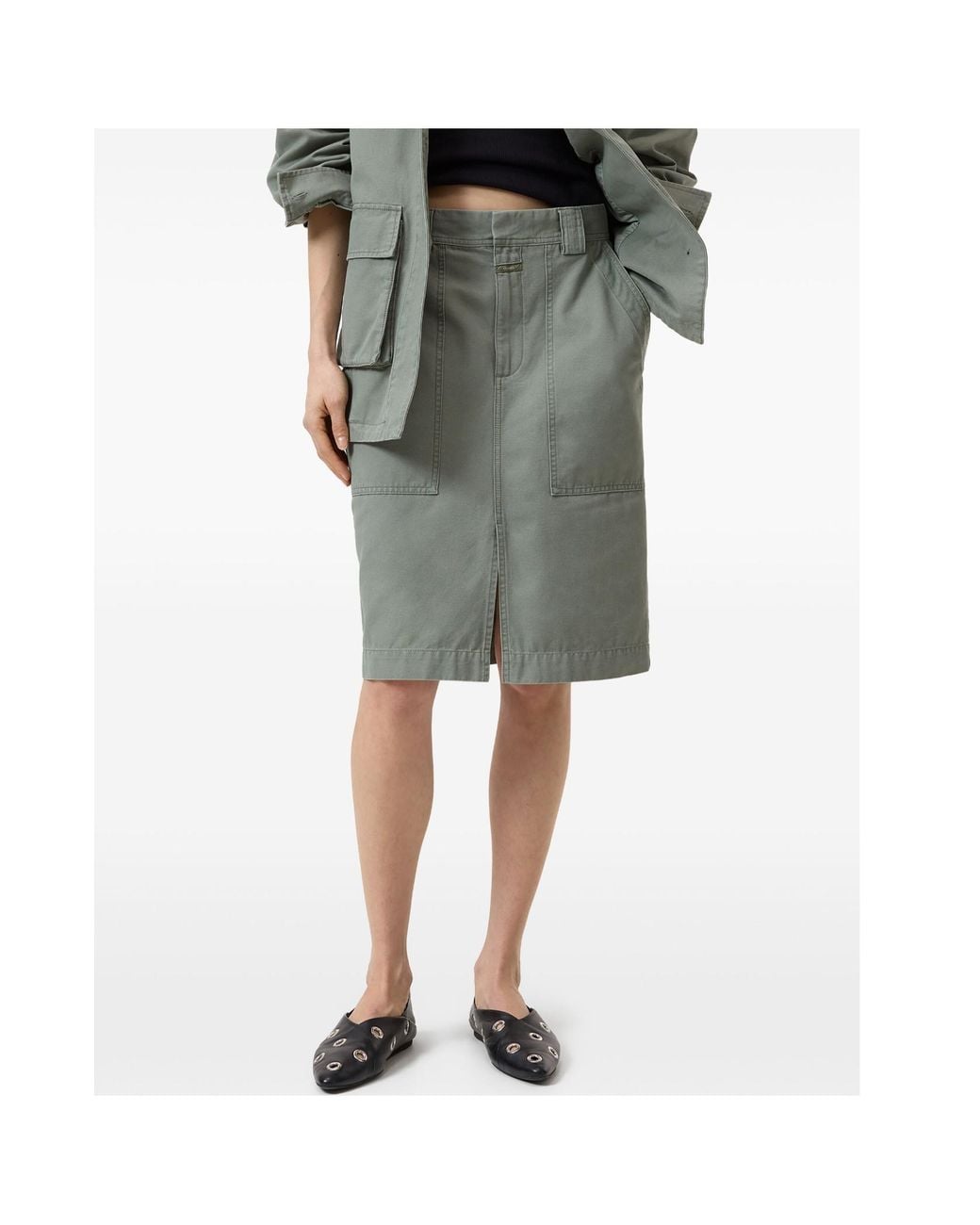 Closed Gray Cotton Midi Skirt