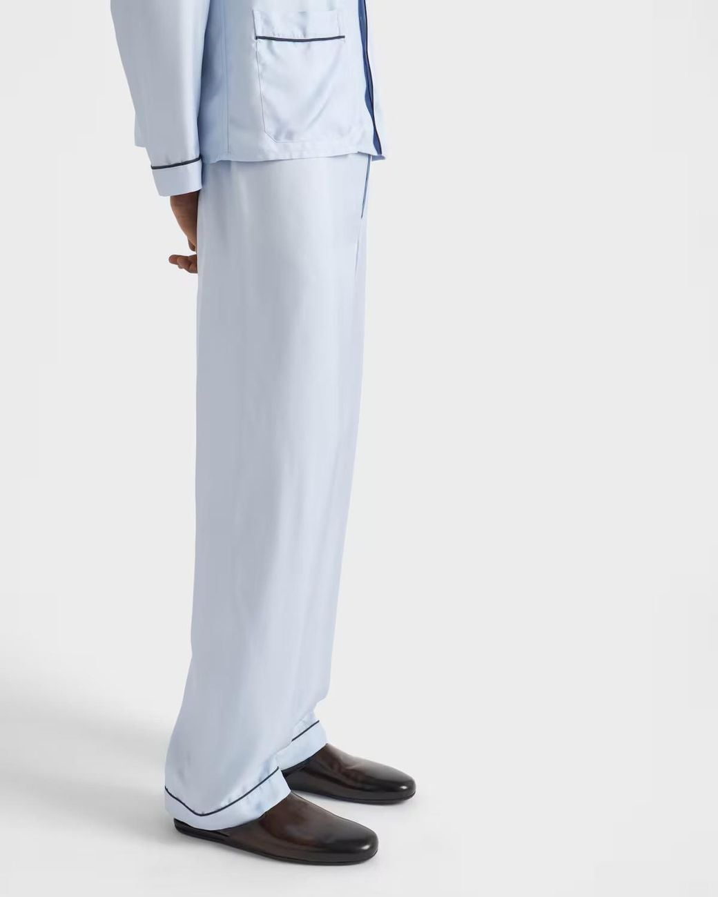 Prada Blue Silk Twill Pajamas for men