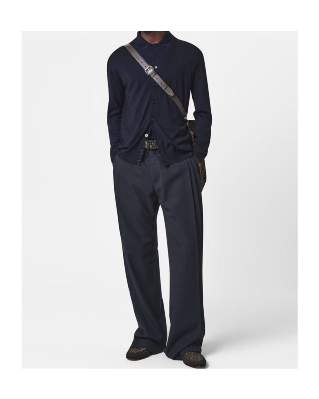 Fendi Blue V-Neck Cardigan for men