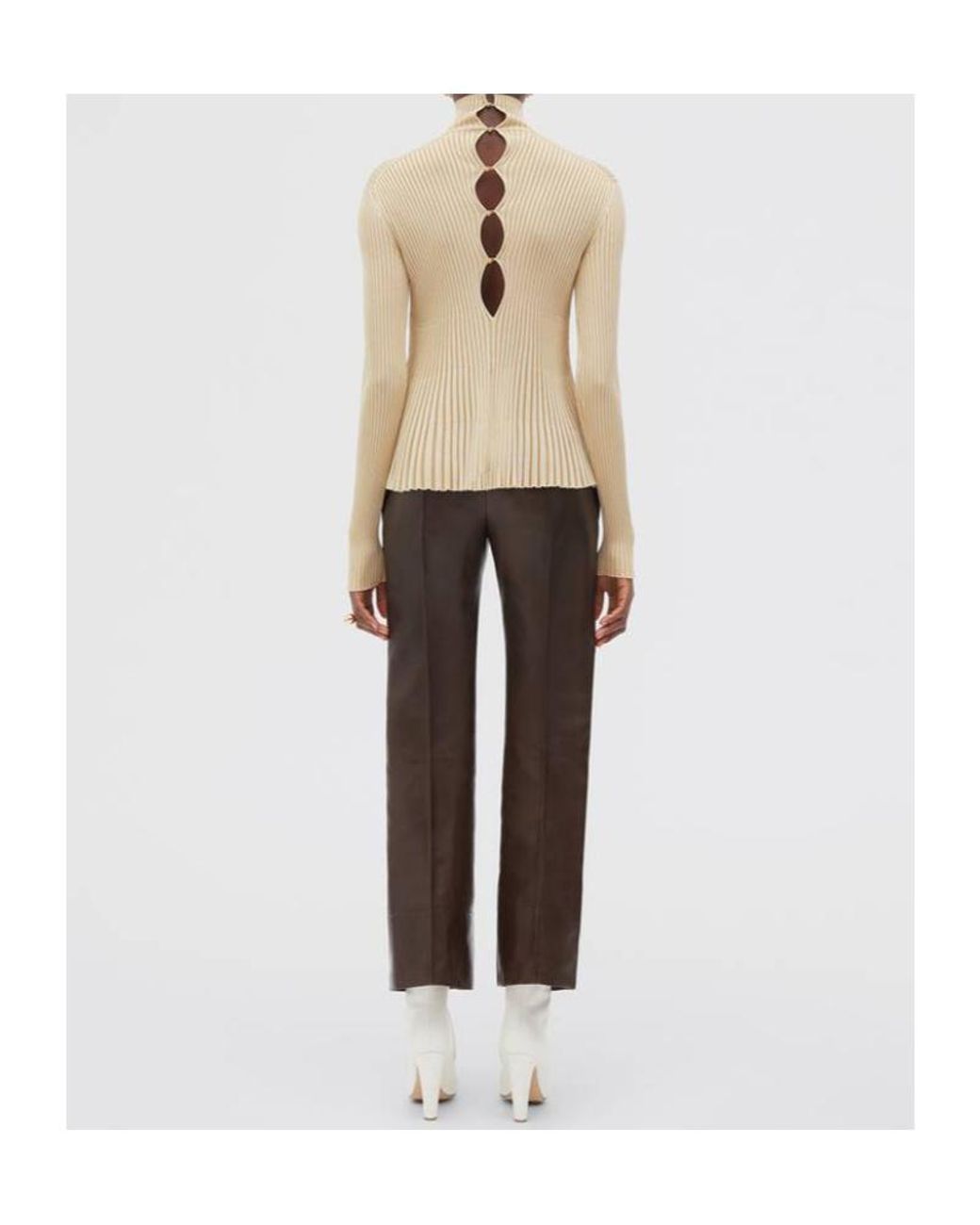 Bottega Veneta Natural Lightweight Pleated Jumper