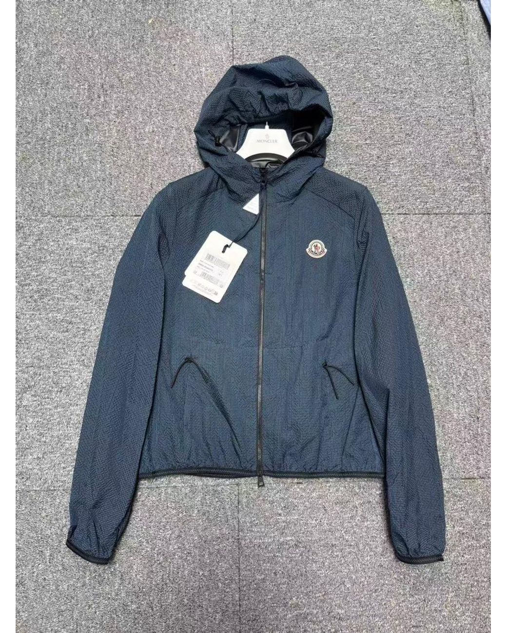 Moncler Blue Zip-Up Hooded Jacket