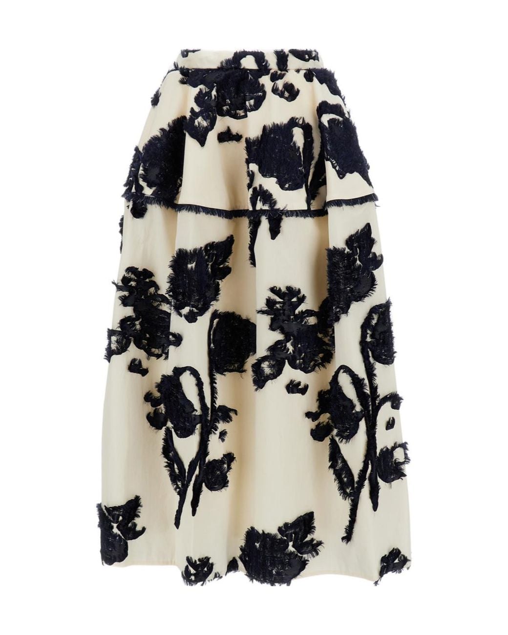 Erdem White Fil Coupe Poplin Skirt