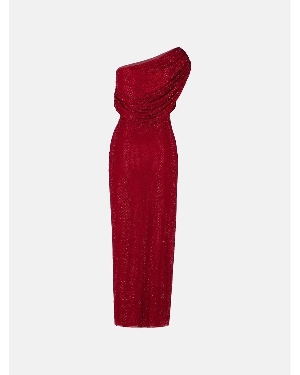 Self-Portrait Red Drape Detail Midi Dress