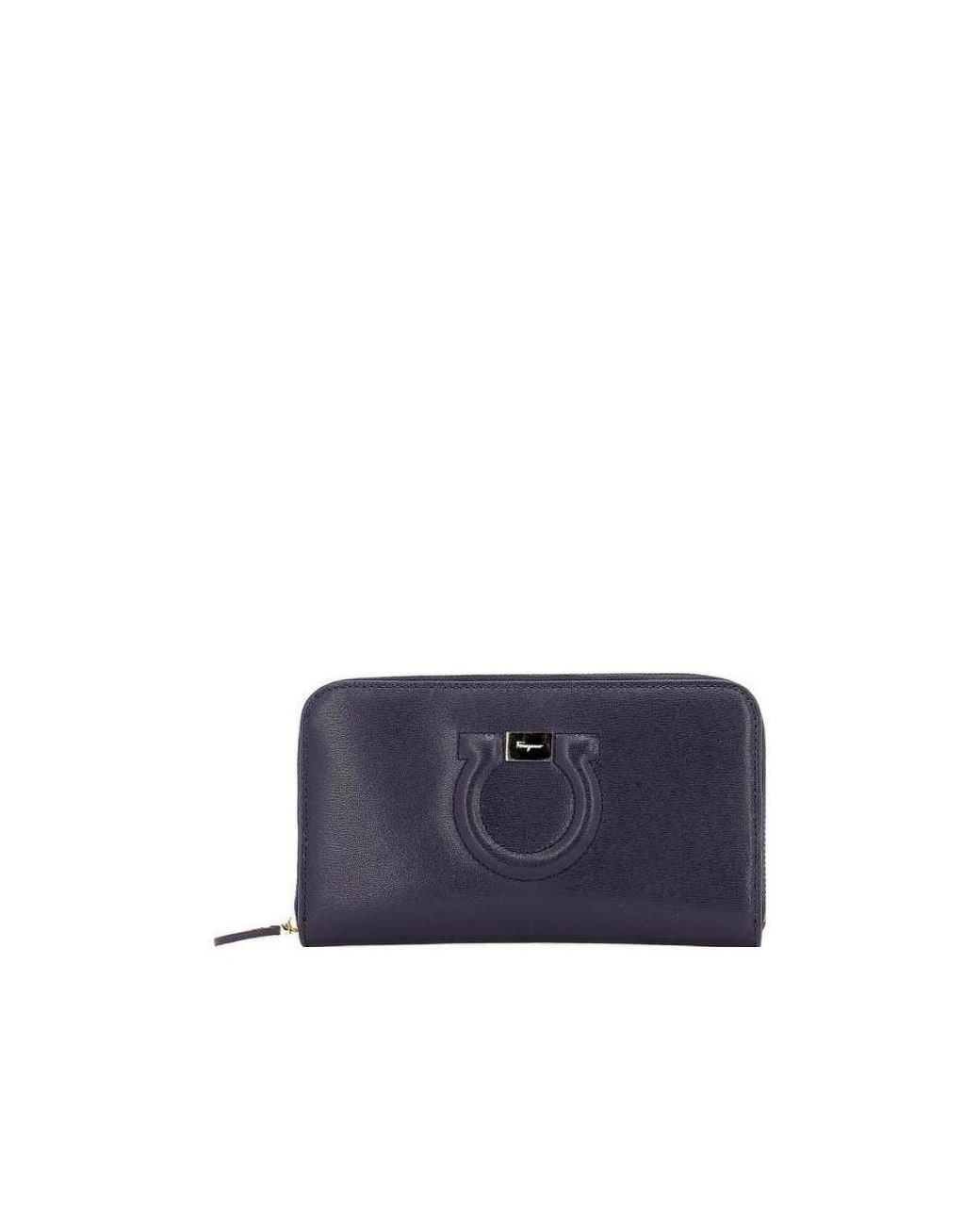 Ferragamo Blue Zip-Around Wallet