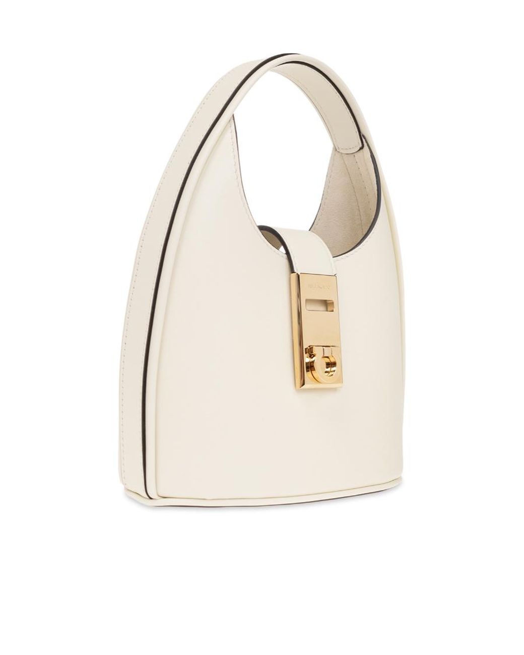 Ferragamo White Ferragamo Gancini-Buckle Logo-Engraved Mini Hobo Bag