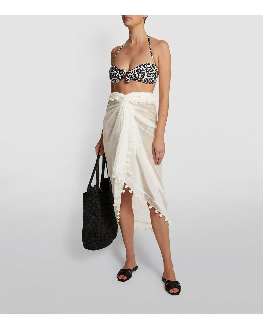 Melissa Odabash White Pareo Tassel Scarf