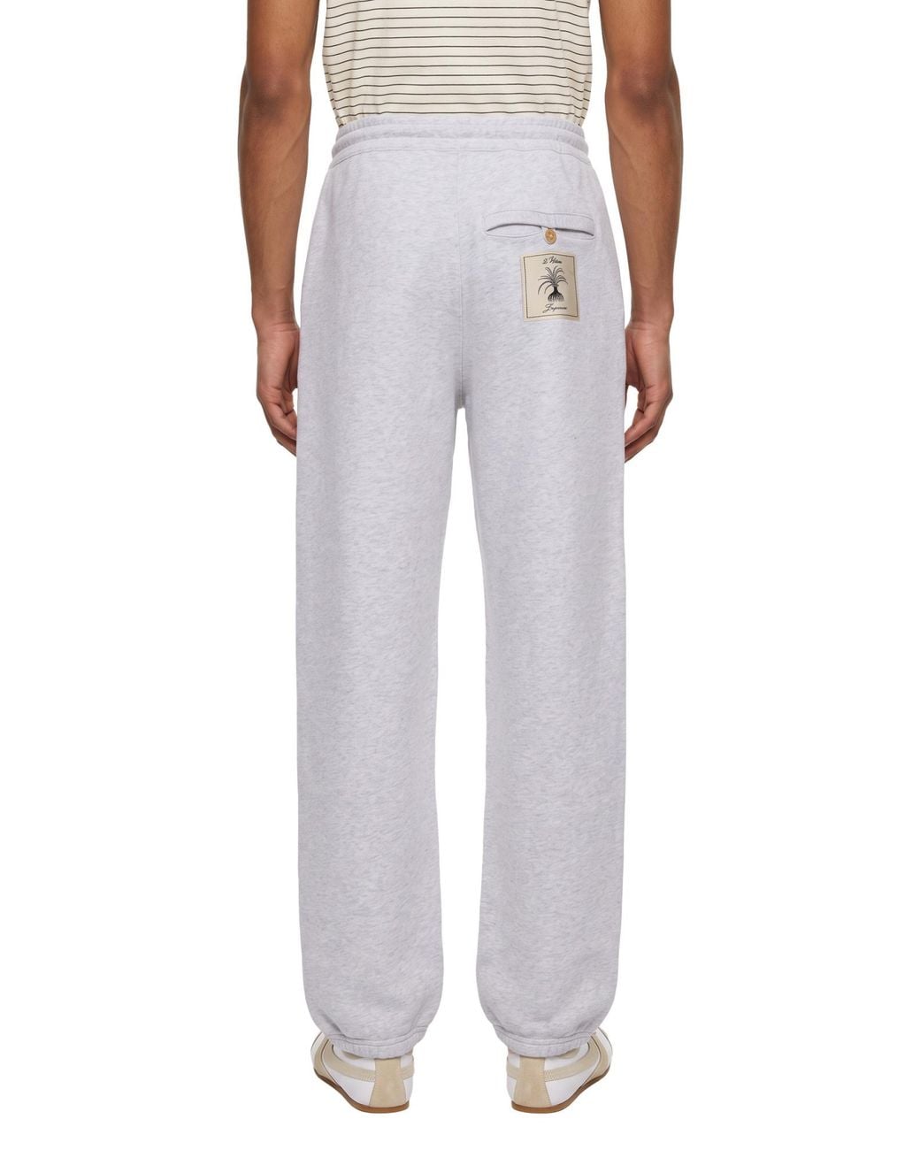 Jacquemus Gray Logo-Patch Drawstring Joggers for men