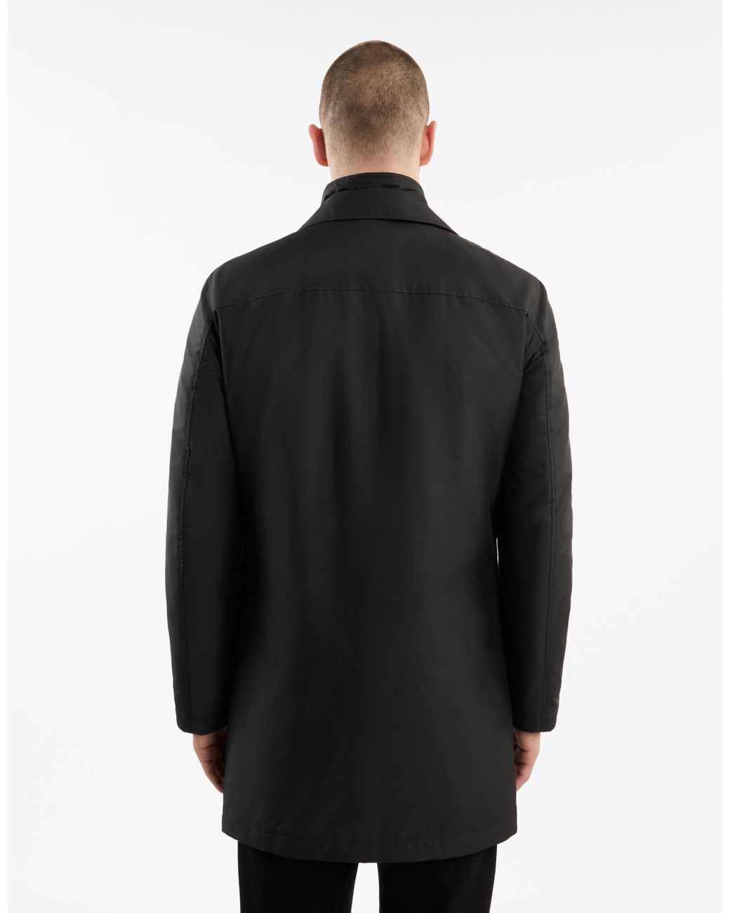 Fay Black Double-Front Raincoat for men