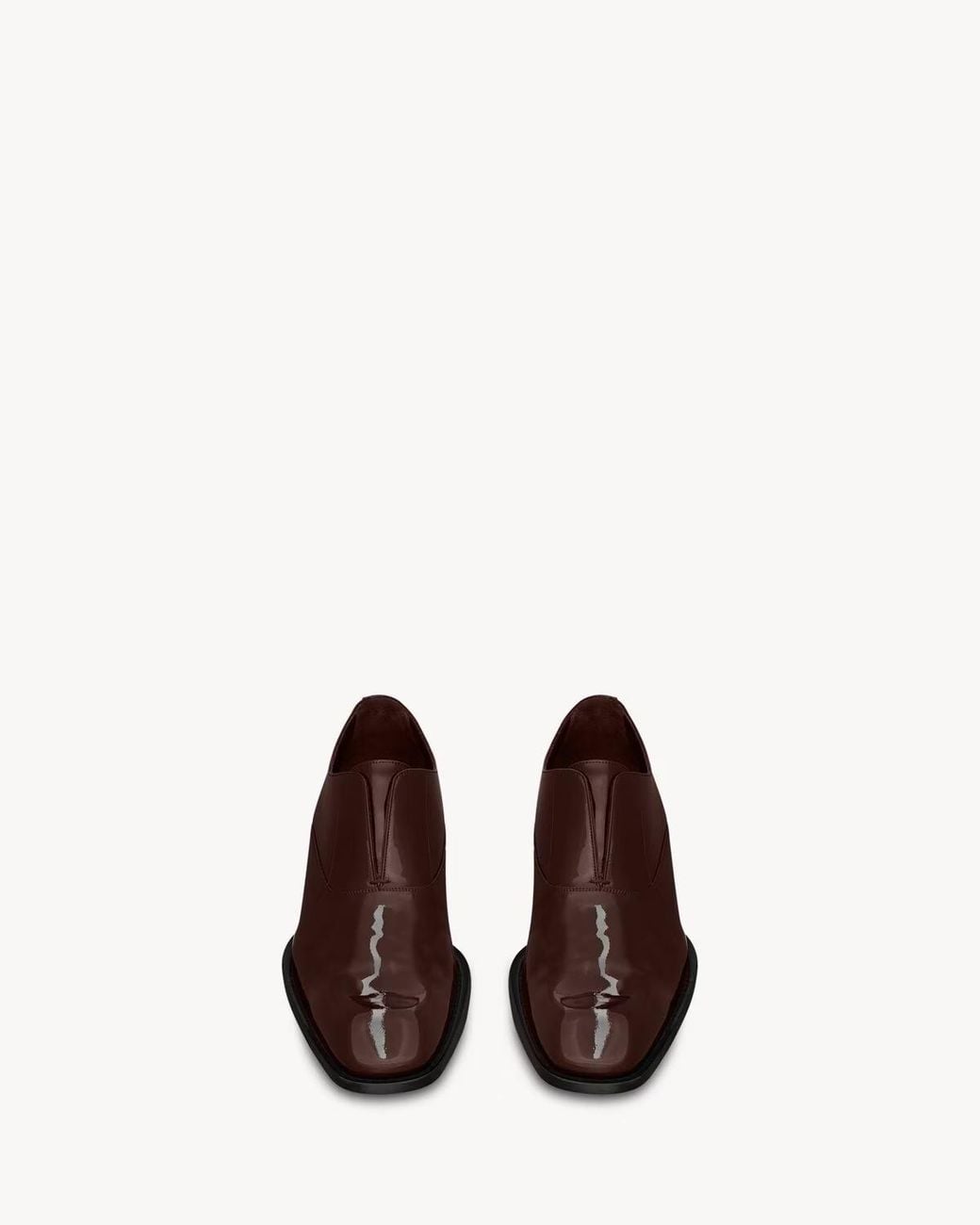 Saint Laurent Brown Milton Chaussures Oxford Slip-On En Cuir Verni for men