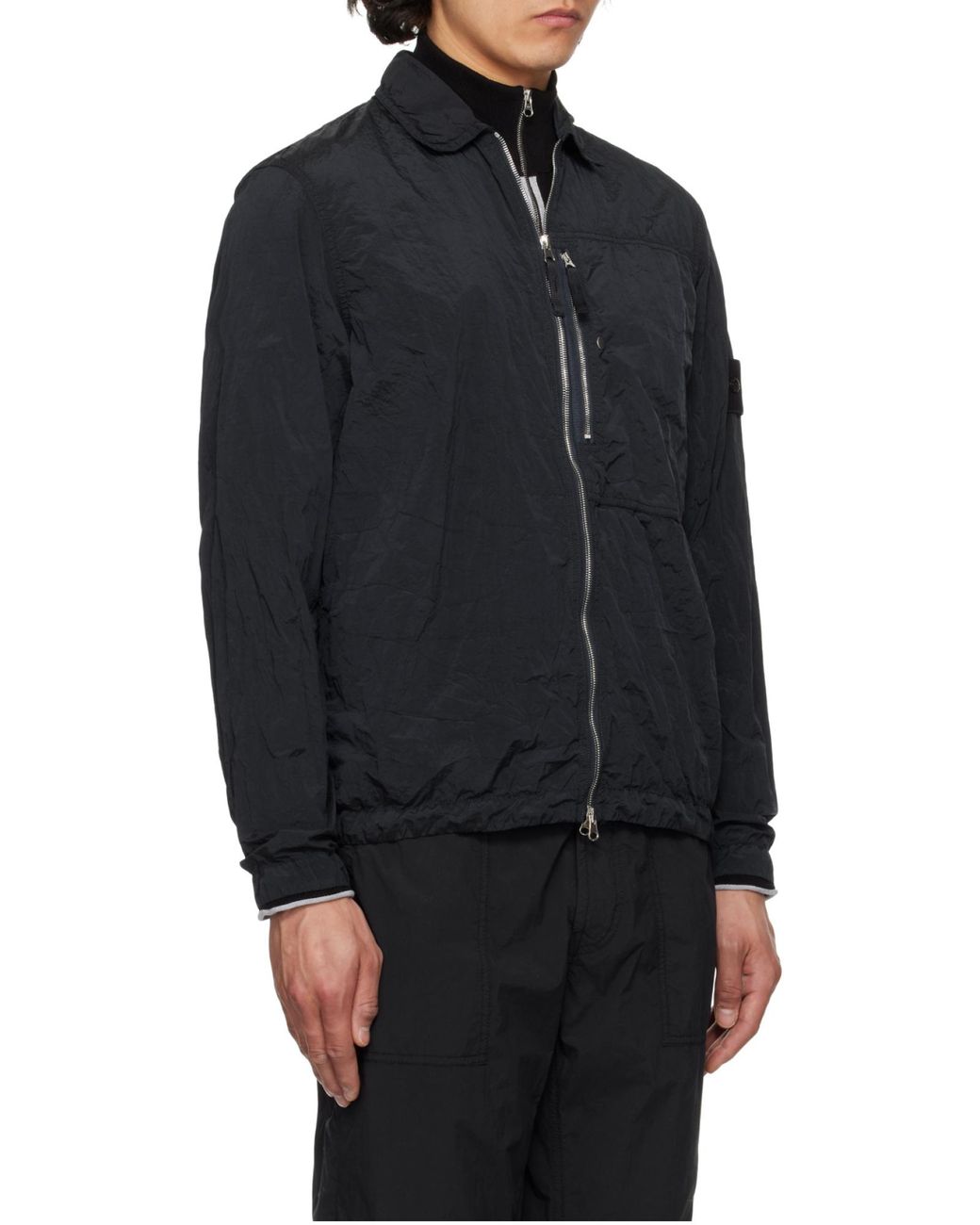 Stone Island Blue Compass Patch Zip-Up Jacket for men