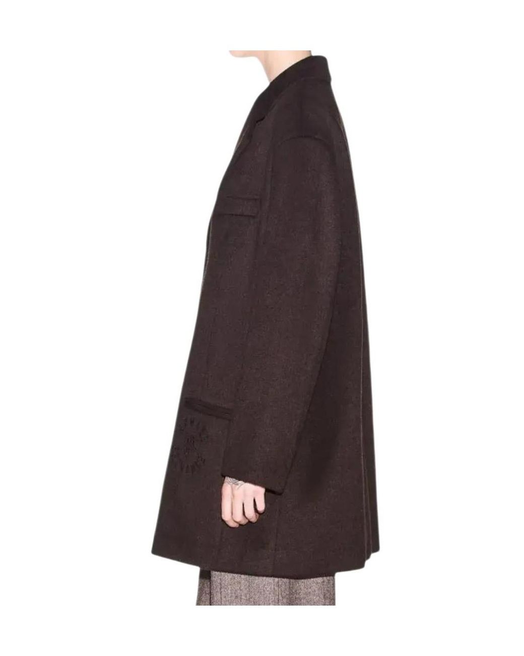 ARMANI EXCHANGE Blue Caban Logo-Embroidered Single-Breasted Coat
